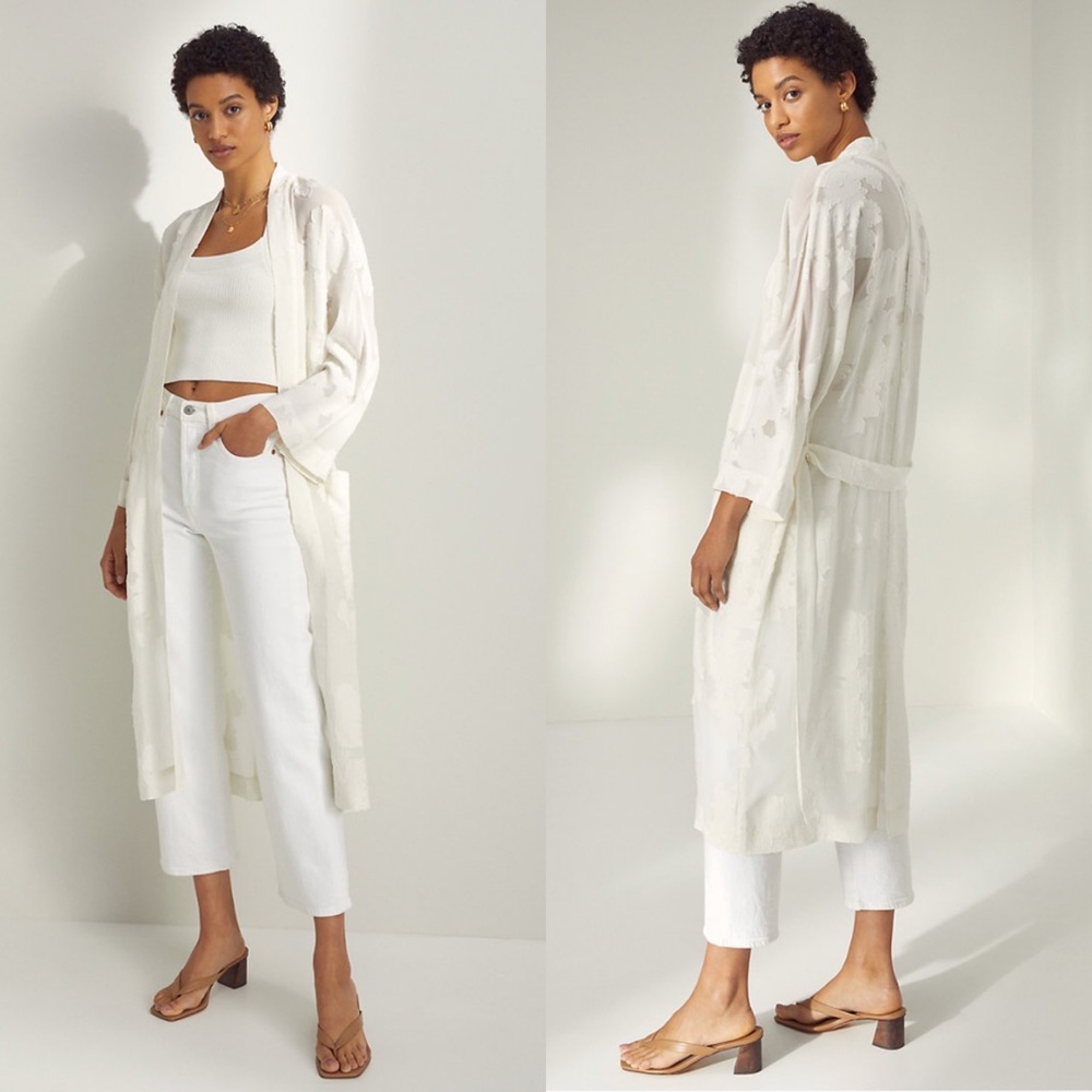 Aritzia Cream Long Kimono Jacket